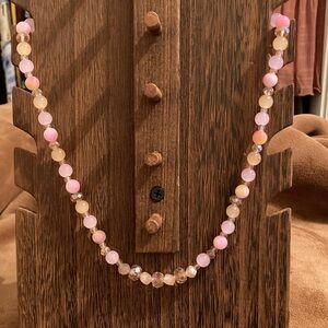 Elegant Handmade Pink and Yellow Beaded Necklace